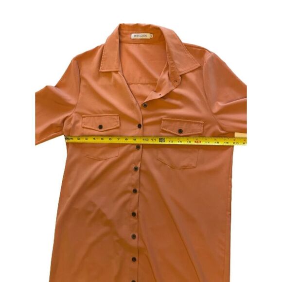 MISSLOOK Button Up Peach Shirt Dress Size M - Picture 4 of 6